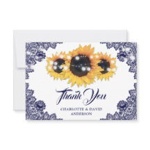 Navy Blue Rustic Chic Lace Sunflower Wedding