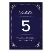 Navy Blue Rustic Chic Tafelnummers (Voorkant)