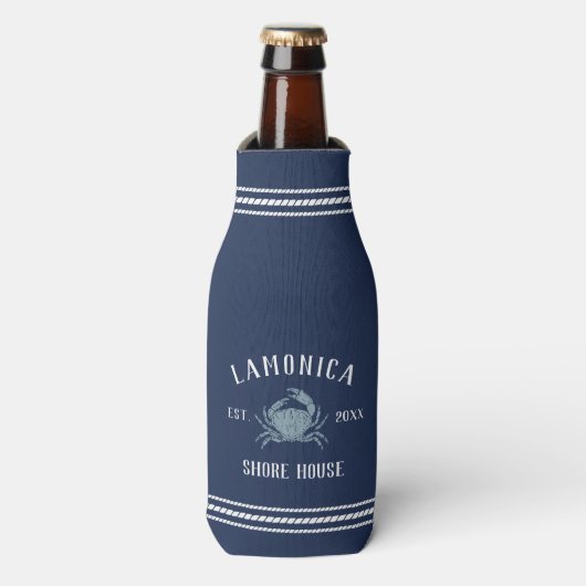 Navy Blue Rustic Crab - Specialized Shore House Flesjeskoeler (Fles Voorkant)