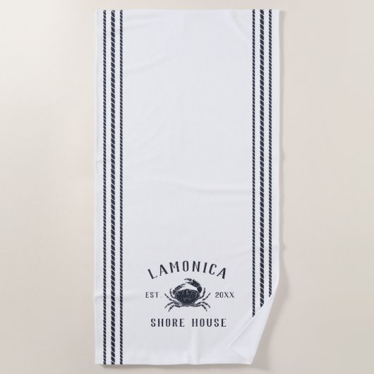 Navy Blue Rustic Crab - Specialized Shore House Strandlaken (Voorkant)