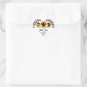 Navy Blue Rustic Floral Lace Sunflower Wedding Hart Sticker (Tas)