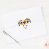 Navy Blue Rustic Floral Lace Sunflower Wedding Hart Sticker (Envelop)