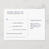 Navy Blue Rustic Floral Song Request RSVP Briefkaa Uitnodiging Briefkaart (Achterkant)