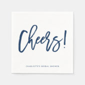 Navy Blue Rustic Hand Lettering Cheers Wedding Servet (Voorkant)