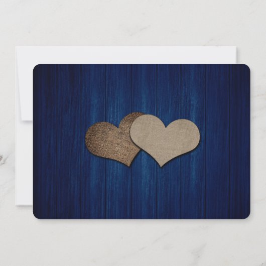 Navy Blue Rustic Mason Jar Lights Hout Wedding Save The Date (Achterkant)