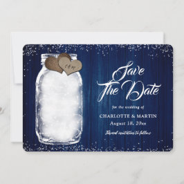 Navy Blue Rustic Mason Jar Lights Hout Wedding Save The Date