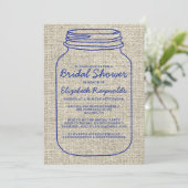 Navy Blue Rustic Mason Jar Vrijgezellenfeest Invit Kaart (Staand voorkant)