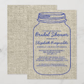 Navy Blue Rustic Mason Jar Vrijgezellenfeest Invit Kaart (Voorkant / Achterkant)