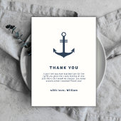 Navy Blue Rustic Nautical Anchor Baby shower Bedankkaart
