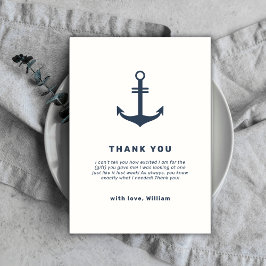 Navy Blue Rustic Nautical Anchor Baby shower Bedankkaart