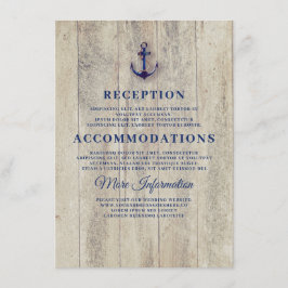 Navy Blue Rustic Nautical Wedding Details Informatiekaartje
