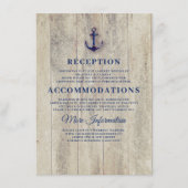 Navy Blue Rustic Nautical Wedding Details Informatiekaartje (Voorkant)