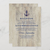 Navy Blue Rustic Nautical Wedding Details Informatiekaartje (Voorkant / Achterkant)