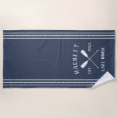 Navy Blue Rustic Oars Specialized Lake House Strandlaken (Voorkant)
