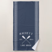 Navy Blue Rustic Oars Specialized Lake House Strandlaken (Voorkant)
