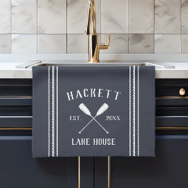 Navy Blue Rustic Oars Specialized Lake House Theedoek