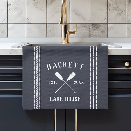 Navy Blue Rustic Oars Specialized Lake House Theedoek