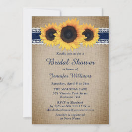 Navy Blue Rustic Sunflower Vrijgezellenfeest Kaart
