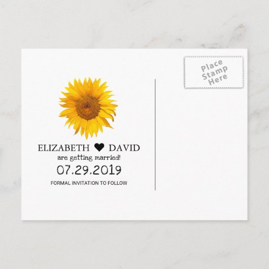 Navy Blue Rustic Sunflower Wedding Save the Date Aankondigingskaart (Achterkant)