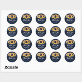 Navy Blue Rustic Sunflower Wedding Thank You Ronde Sticker (Vel)
