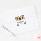 Navy Blue Rustic Sunflower Wedding Thank You Vierkante Sticker (Envelop)