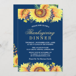 Navy Blue Rustic Thanksgiving Kaart