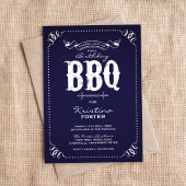 Navy Blue Rustic verjaardagsfeestje BBQ Kaart