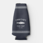Navy Blue Rustic Vist Cabin Personalized Flesjeskoeler (Voorkant)
