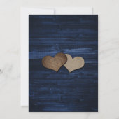Navy Blue Rustic Wood Sunflower Wedding Kaart (Achterkant)