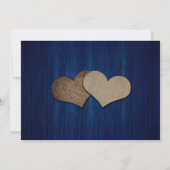 Navy Blue Rustic Wood Weddenschap Aankondiging (Achterkant)