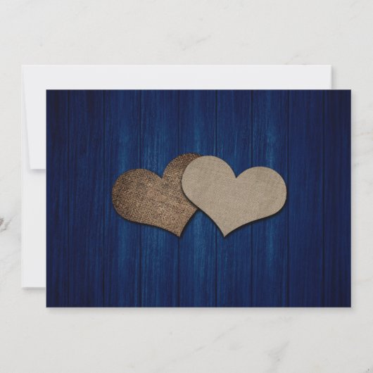 Navy Blue Rustic Wood Weddenschap Aankondiging (Achterkant)