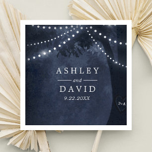 Navy Blue rustieke boomverlichting Initialen bruil Servet