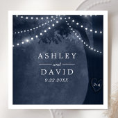 Navy Blue rustieke boomverlichting Initialen bruil Servet