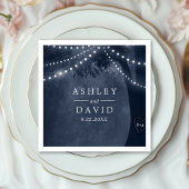 Navy Blue rustieke boomverlichting Initialen bruil Servet