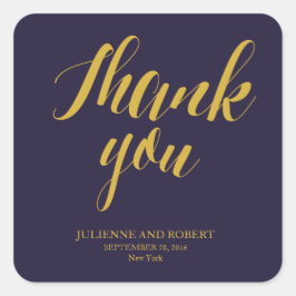 Navy Blue rustieke chique bruiloft dank u Stickers