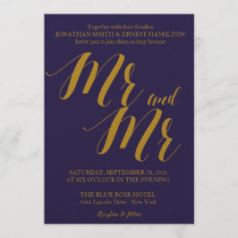 Navy Blue rustieke chique Mr en Mr Gay bruiloft Kaart