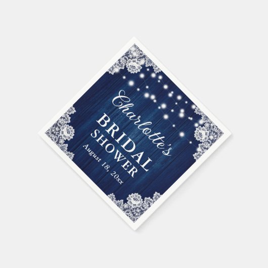 Navy Blue rustieke houten kant Vrijgezellenfeest Servet (Hoek)