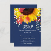 Navy Blue rustieke zonnebloem herfst bruiloft RSVP (Voorkant / Achterkant)