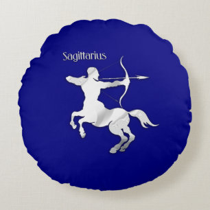 Navy Blue Sagittarius Zodiac Rond Kussen