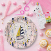 Navy Blue Sailboat Party Papieren Bordje (Feest)