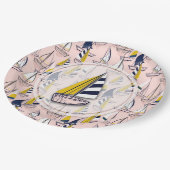 Navy Blue Sailboat Party Papieren Bordje (Gekanteld)