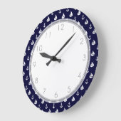 Navy Blue Sailships en Anchors Pattern Grote Klok (Hoek)