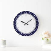 Navy Blue Sailships en Anchors Pattern Grote Klok (Huis)