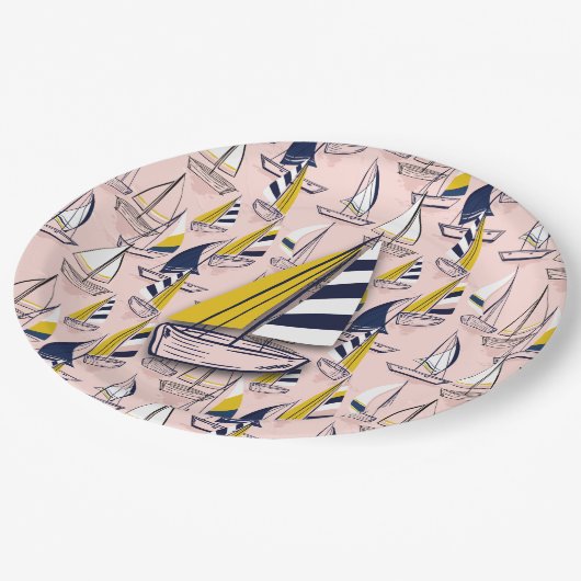 Navy Blue Sailships Papieren Bordje (Gekanteld)