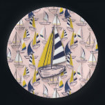 Navy Blue Sailships Papieren Bordje<br><div class="desc">Deze papieren borden zijn perfect voor verjaardagsfeestjes,  zomerfeesten,  een dag op het water of een andere dag. Grote zeilboot kan worden verwijderd. Beschikbaar in 2 maten. Punten in onze winkel koppelen.</div>