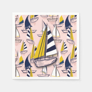 Navy Blue Sailships Servet