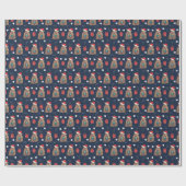 Navy Blue Santa Armadillo met geschenken Patroon Cadeaupapier (Vlak)