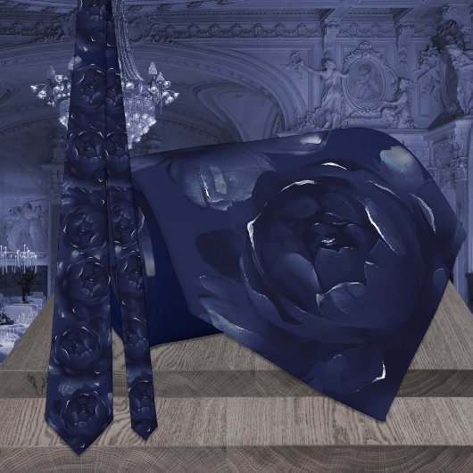 Navy Blue Sapphire Peony Wedding Stropdas