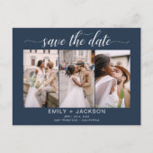 Navy Blue Save the Date 4 Foto Modern Briefkaart (Voorkant)