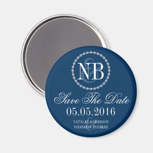 Navy blue Save the Date bruiloft magnenet Magneet (Voorkant / Achterkant)